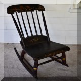 F78. Stenciled black rocking chair. 34”h - $60 